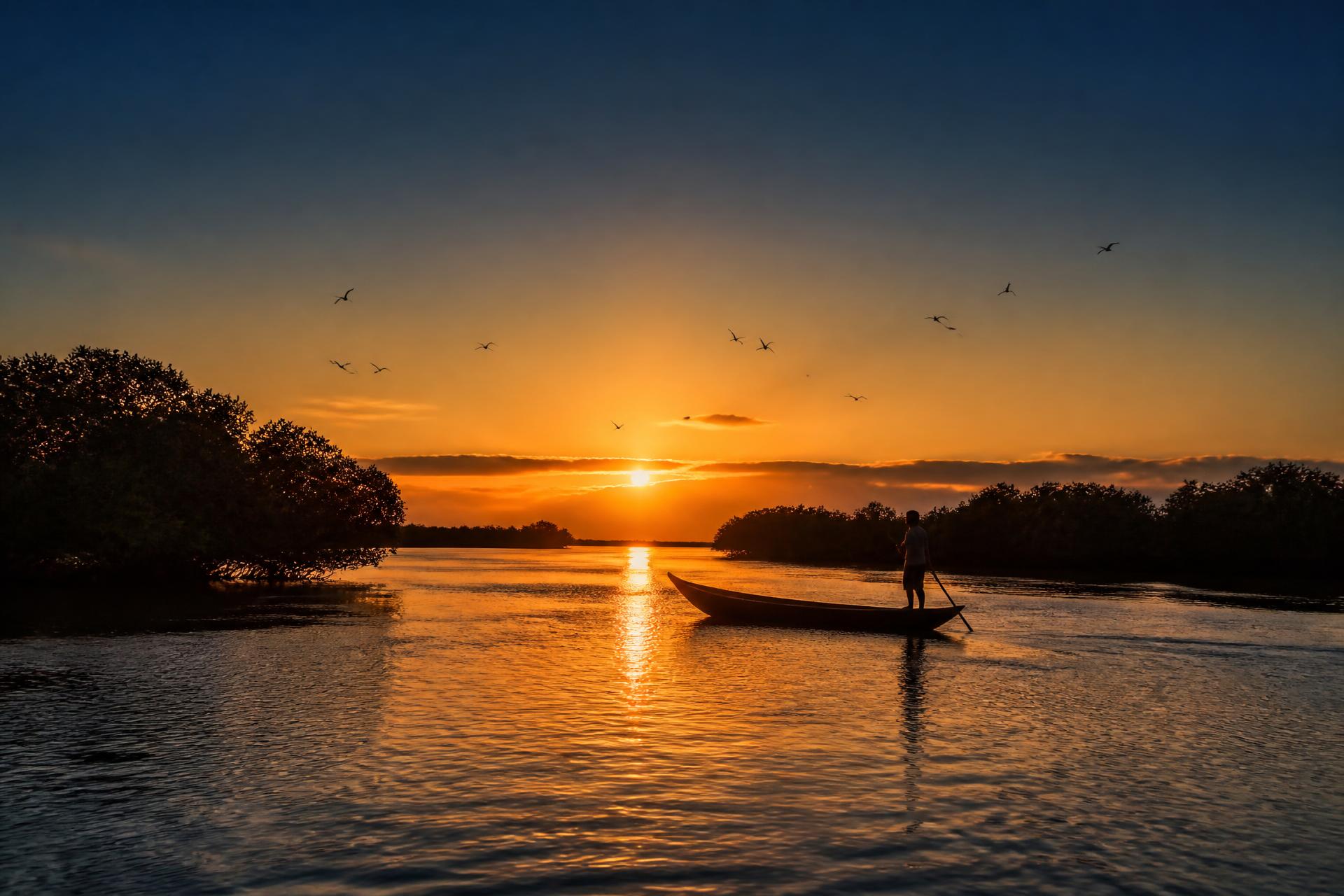 Delta du Saloum au coucher du soleil